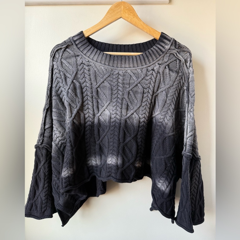 KATYDID Cropped Cable Knit Sweater Oversized Baggy Grunge Goth Ombré Punk M
